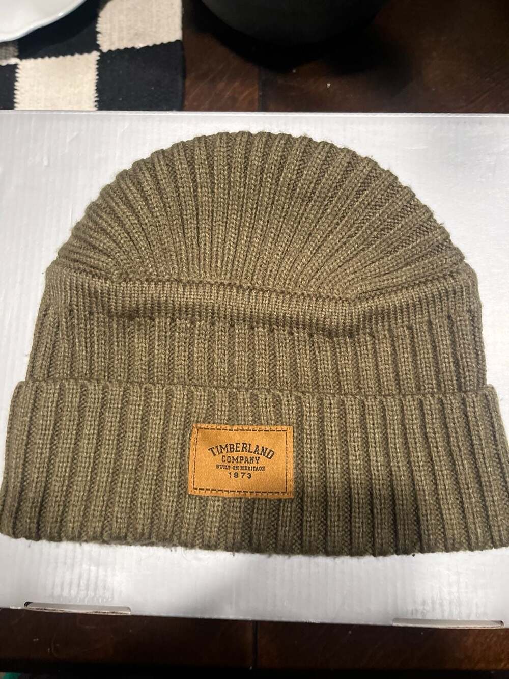 Timberland Gulf Beach Ribbed Beanie Hat in Olive